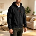 thumbnail image 5 of fnnxeal Mens Sweatshirts Solid Long Sleeve Fall Zipper Casual Hoodie Black Sweatshirts for Men Size L, 5 of 9