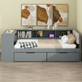 thumbnail image 3 of Euroco Wood Full Size Platform Bed with Desk and Shelves, Drawers and USB Charging for Kids Teens, Gray, 3 of 9