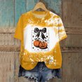 thumbnail image 2 of NOLDARES Halloween Bow Pumpkin Shirt for Women Spooky Season Graphic T Shirt Fall Halloween Short Sleeve Tee Tops,Yellow,L, 2 of 7