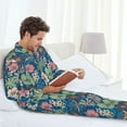 thumbnail image 5 of KLL Colorful Flowers Sleepwear Mens Flannel Pajamas,Long Cotton Pj Set, 5 of 7