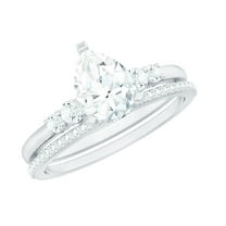 Certified Lab Grown Diamond Wedding Ring Set - EF-VS Quality - Ready To Gift, 925 Sterling Silver, US 4.00