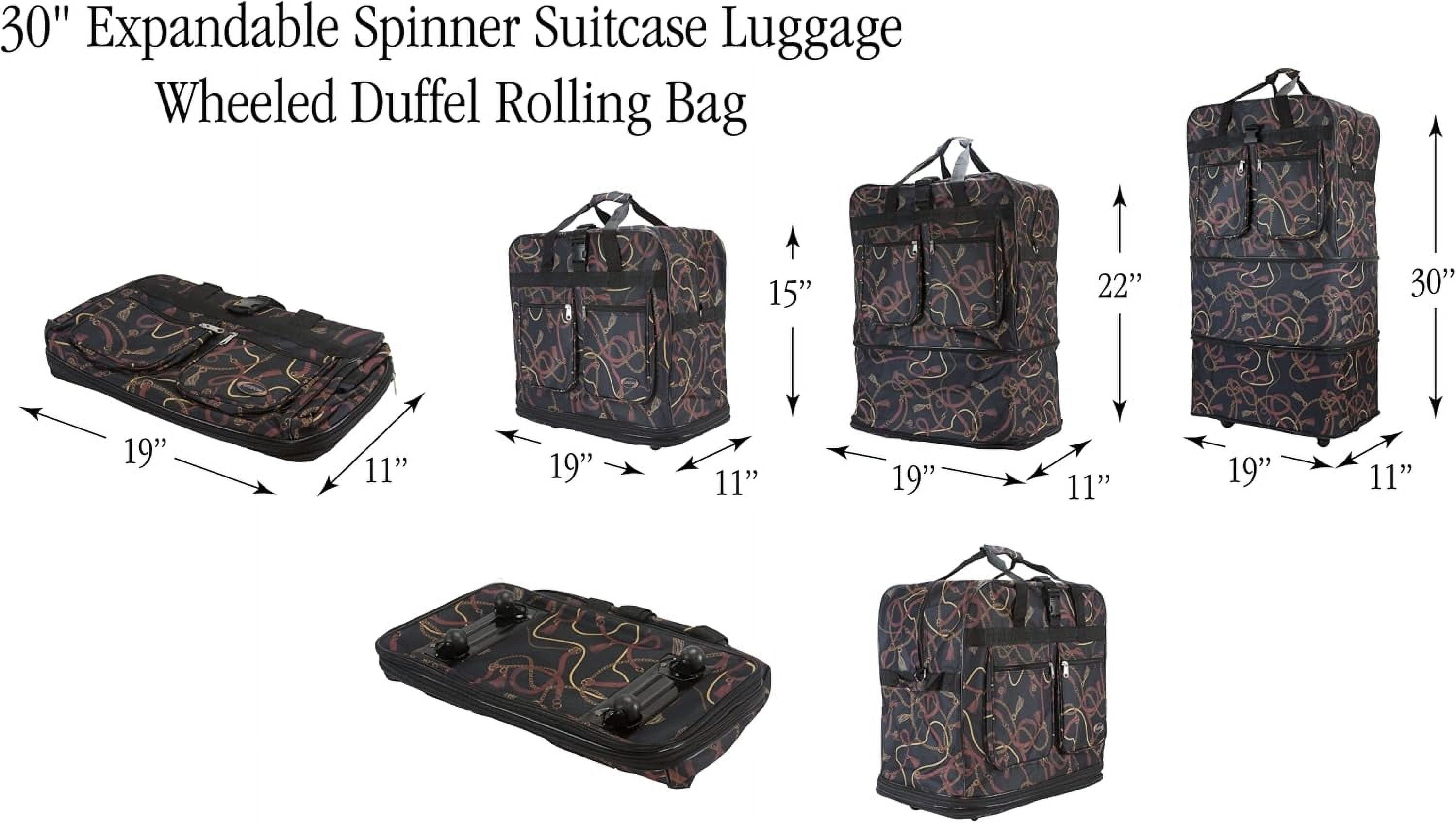30" 36" 40" Rolling Wheeled Duffel Bag Spinner Luggage Expandable (Blue Lilies, 30")
