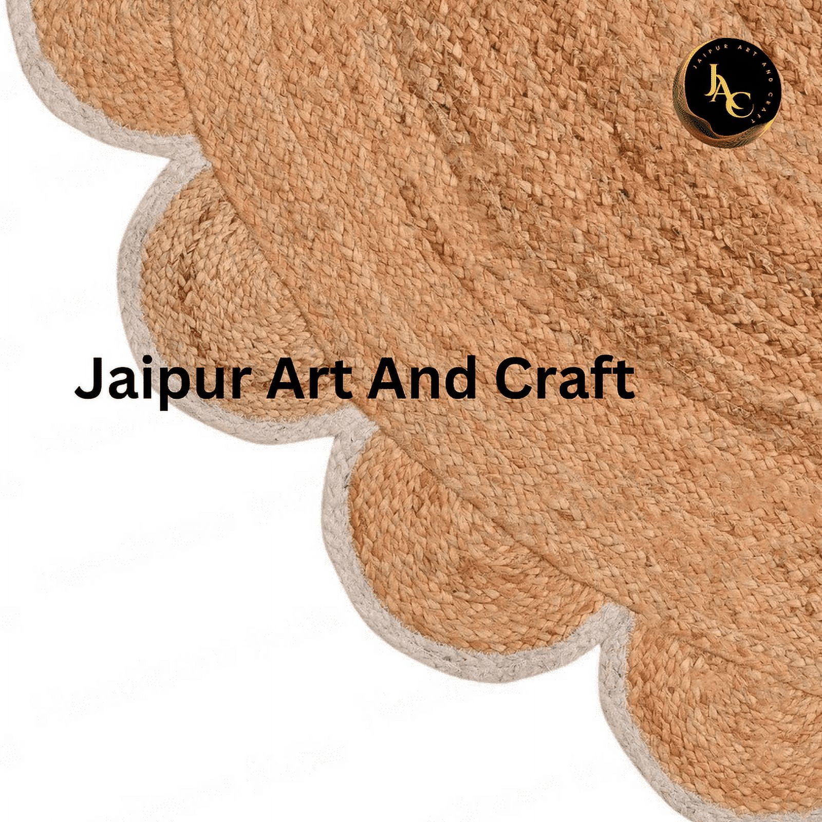 Jaipur Art And Craft Area Rug Natural Round Jute Rug Handmade Bohemian Style Braided Brown Color Rug (5x5 Sq Ft)