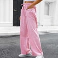thumbnail image 4 of Zuesphe Womens Striped Gingham Palazzo Pants Wide Leg High Waisted Lounge Pajama Pants Cute Casual Trousers with Pockets, 4 of 6