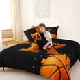 thumbnail image 4 of Castle Fairy Abstract Basketball Print Queen Comforter Set 3 Pieces, Sport Theme Letter R Comforter Sets Queen, Black Orange,Black Reversible,1 Comforter and 2 Pillowcases, 4 of 6