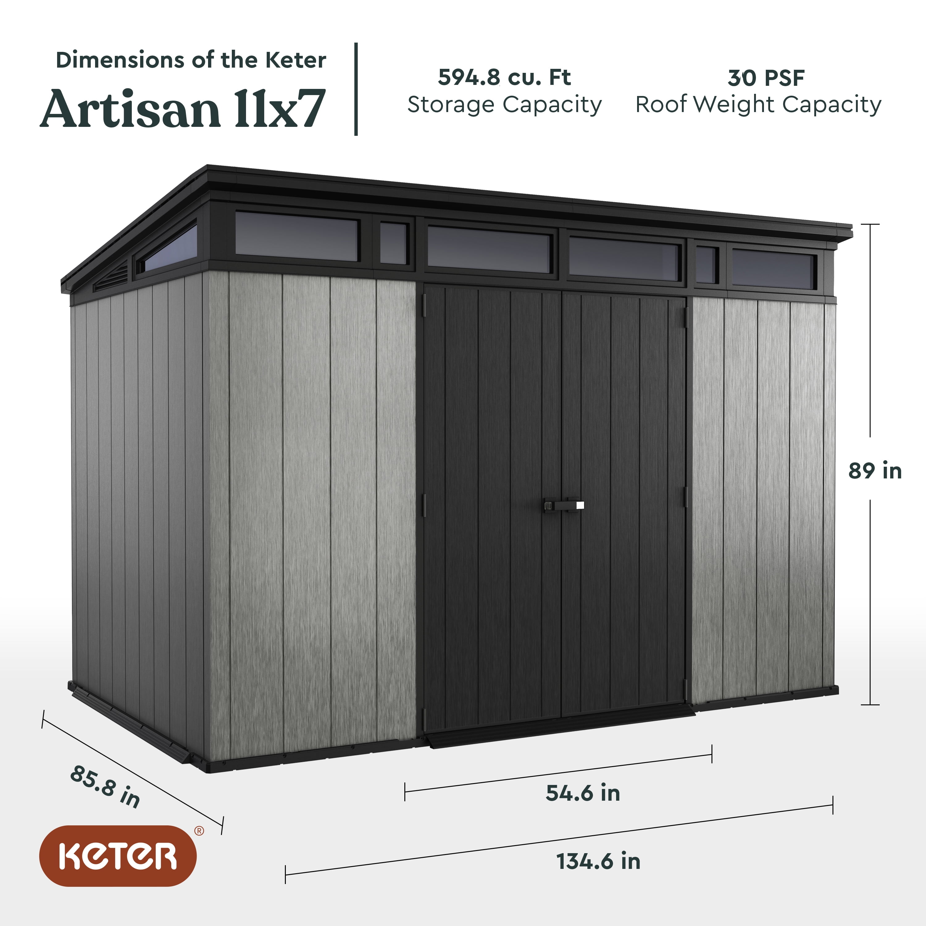 Keter Artisan 9x7 Foot Large Outdoor Shed for Backyard & Garden