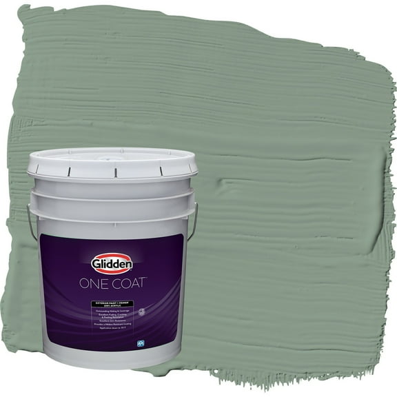 Glidden One Coat Birch Forest / Green Satin Exterior Paint with Primer, 5 Gallon