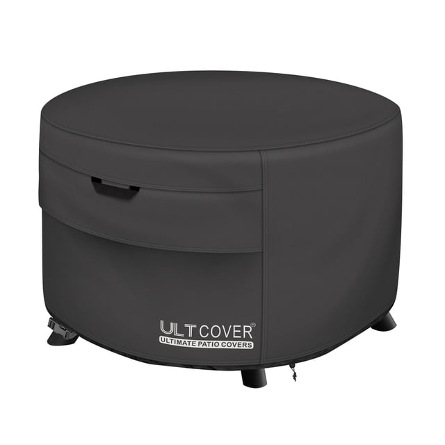 ULTCOVER Housse de Table de Foyer de Patio Ronde 32 Pouces, Housse de Bol à Feu d'Extérieur Imperméable, Noir