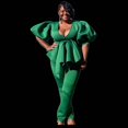 thumbnail image 3 of Elegant Women's Plus Size Puff Sleeve Legging Set, 3 of 6