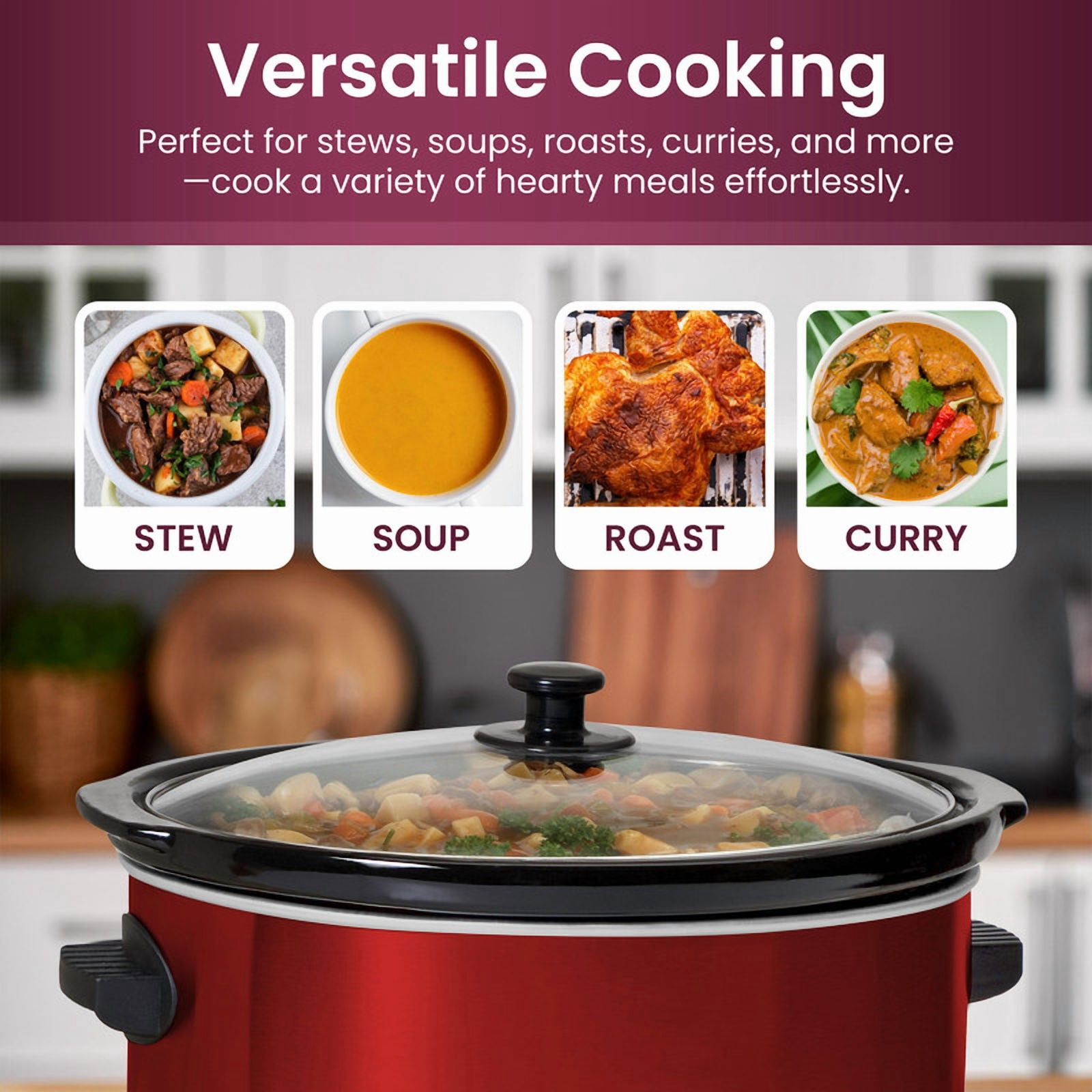 Elite Cuisine MST510 8.5Qt. Stainless Steel Slow Cooker with Adjustable Settings and Keep Warm