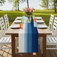 thumbnail image 4 of Navy Blue Ombre 72 Inch Table Runner, Modern Abstract Art Blue White Striped Farmhouse Dresser Scarf Cotton & Linen Tablerunner for Dining/Kitchen Island/Holiday Party Décor 13" x 72", 4 of 9