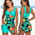 thumbnail image 5 of Plus Size Two Pieces Swimsuits Swimwear Women Flower Print Summer Large Bathing Suits Tankini Beachwear Sexy Bikini Swimdress, 5 of 6