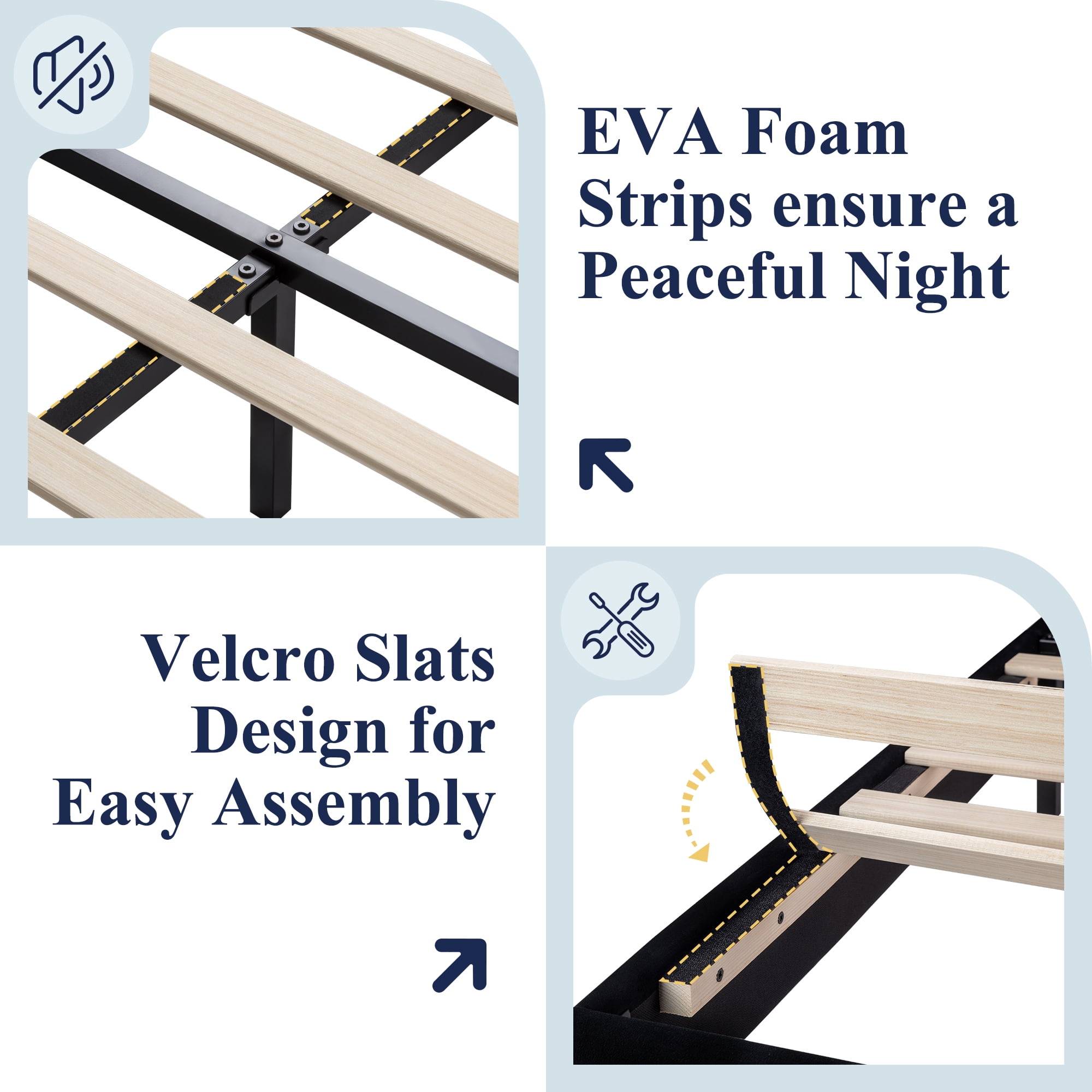 Allewie Full Size Bed Frame with Charging Station, Upholstered Velvet Wingback Design & USB Port, No Box Spring Needed, Black