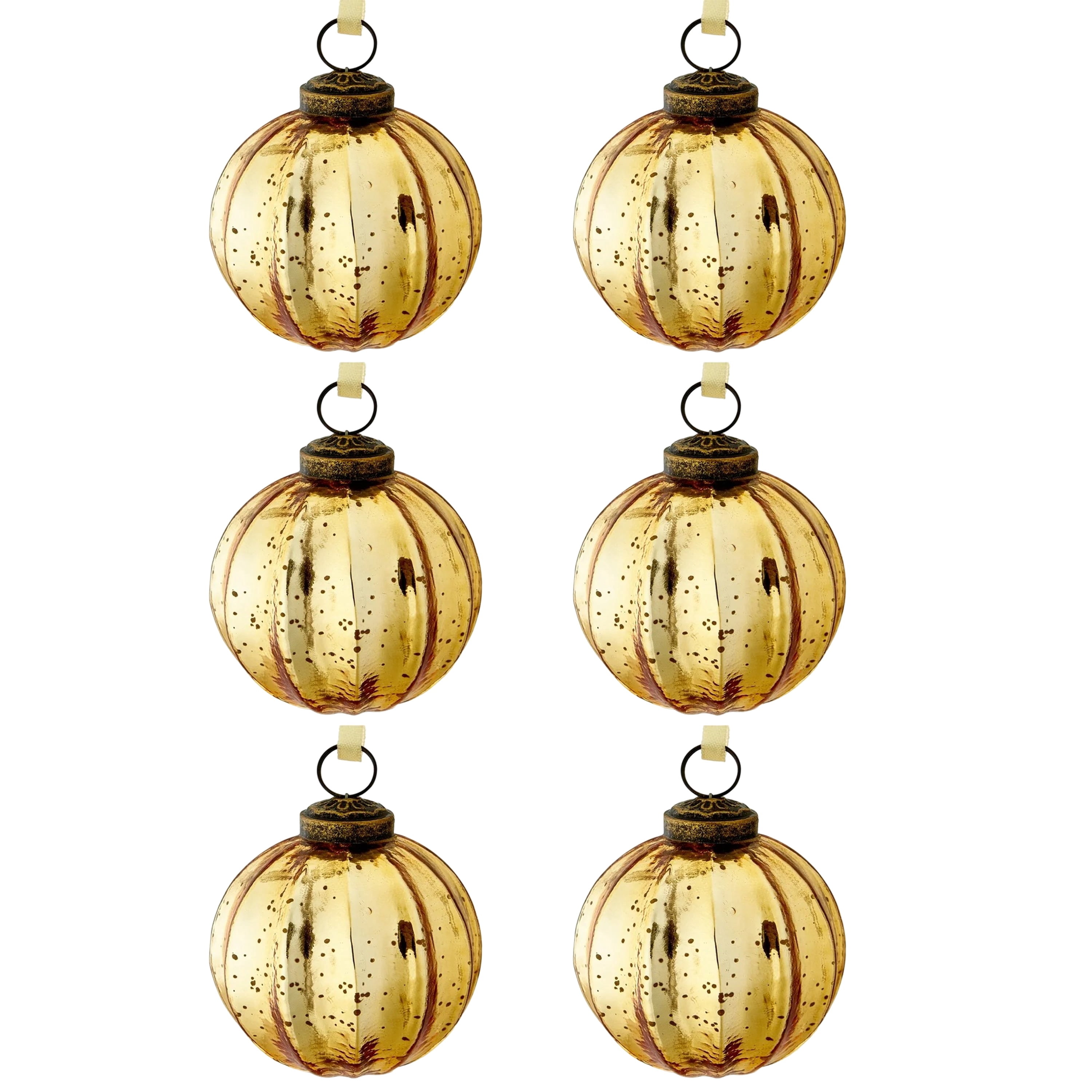 6-Count Gold Mercury-Style Glass Ball Christmas Ornaments, 3.3", by Holiday Time
