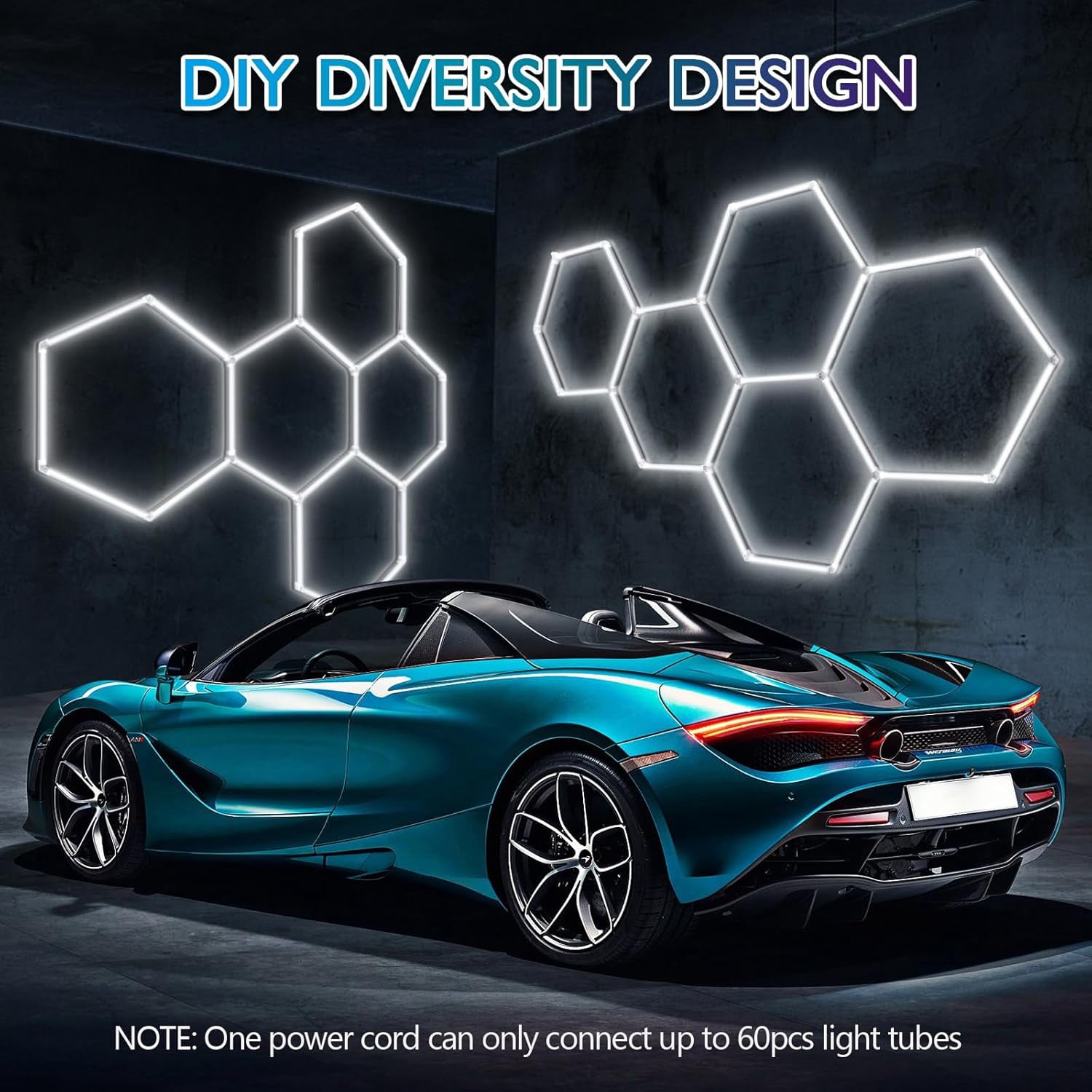 VFM Hexagon LED Garage Light: 25-Pack Updated Bigger Size, 23000LM Super Bright Car Detailing Ceiling LED Shop Light for Warehouse Workshop Gym Basement Car Care Wash Room