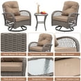 thumbnail image 6 of 3 Pieces Patio Furniture Set, Outdoor Rattan Swivel Rocker Chairs w/Coffee Table, Wicker Patio Bistro Set for Porch Poolside, Patio Conversation Sets w/Cyan Thickened Cushions, 6 of 9