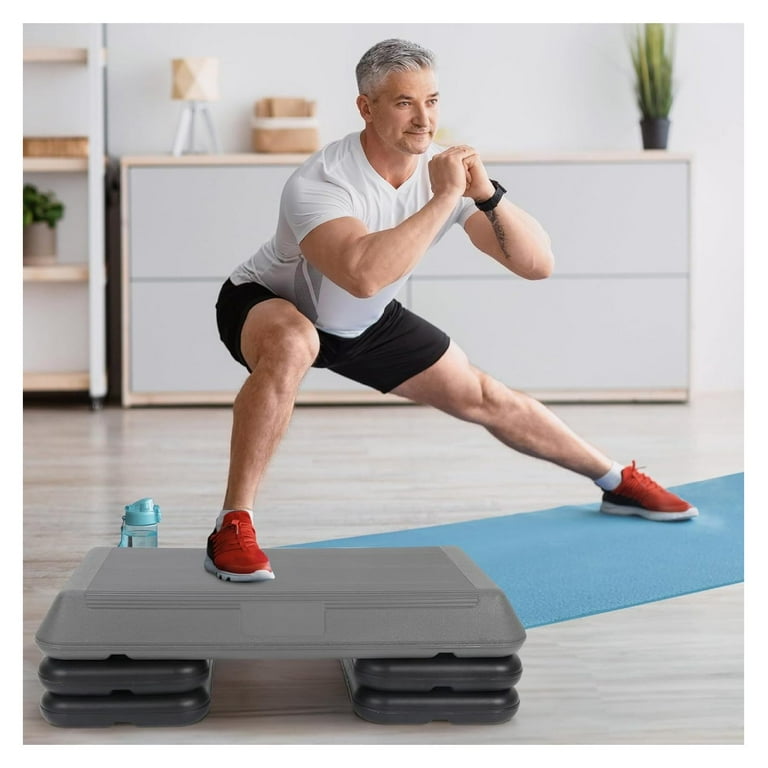 Exercise On Riser Home Gym Step Aerobic Adjustable Workout Stepper 4 Riser Exercise Step ...