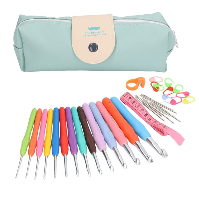 Juego de ganchos de ganchillo, juego de ganchillo de tamaño completo de 37 piezas, manijas ergonómicas de goma suave para manos artríticas, kits de ganchillo para adultos principiantes, regalo para he