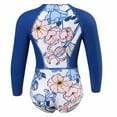 thumbnail image 6 of Fesfesfes Girls' Spring Summer Swimwear Rash Guard Swimsuit Zipper Bathing Suits Long Sleeve Ruffle Girl Full Cover Flower Print for Children(Blue,3-4 Years), 6 of 9