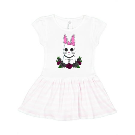 

Inktastic Cute Goth Bunny with Purple and Black Roses Gift Toddler Girl Dress