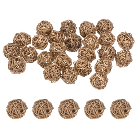 Uxcell 25-Pack Wicker Rattan Balls 30mm/1.2 Inch Decorative Rattan Balls for Christmas Weddings Thanksgiving Gold