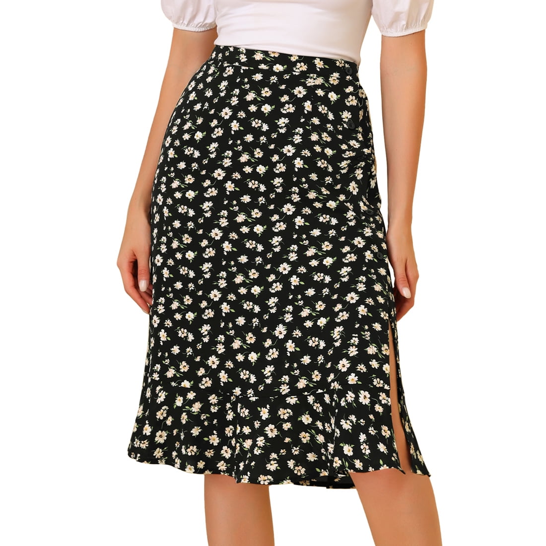 Black skirt with ruffle hem hotsell