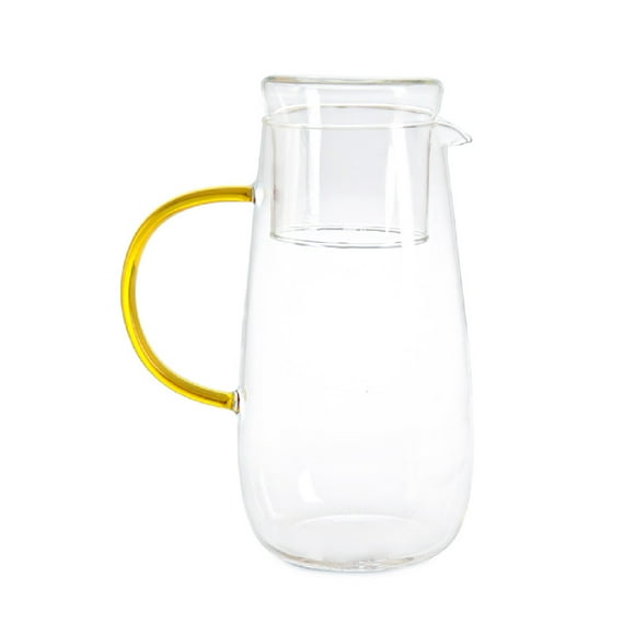 Set Jarra de Vidrio y Vaso, Jarra Transparente Hecha de Borosilicato, Ideal para Bebidas Frías o Calientes, Asa Ergonómica, Capacidad Jarra 1.3 Lts, Vaso 295 ml