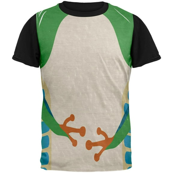 Halloween Green Tree Frog Costume All Over Mens Black Back T Shirt Multi SM