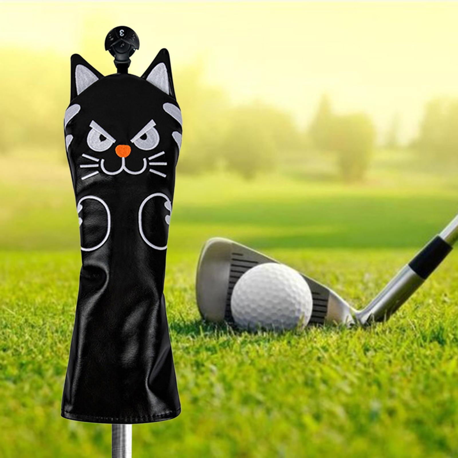 Golf Club Headwear Mallet Putter Cat Pattern Accessories Putter cue headwear for 3 Fairwaywood Black