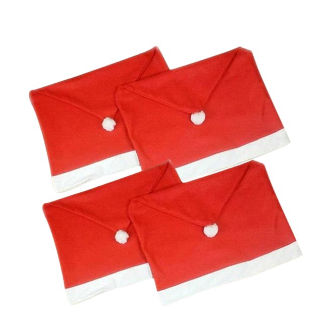 Cubierta de la silla del casquillo de Papá Noel cubierta trasera de la silla de la mesa de la cena de Navidad (4 piezas) JShteea Libre de BPA