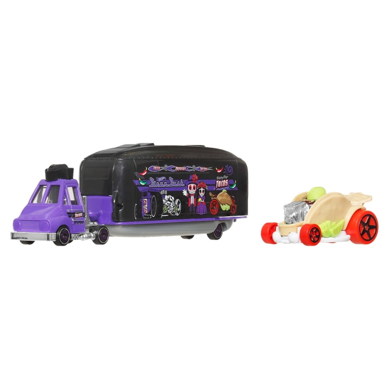 Hot Wheels Super Rigs, 1:64 Scale Toy Car and Matching Transporter