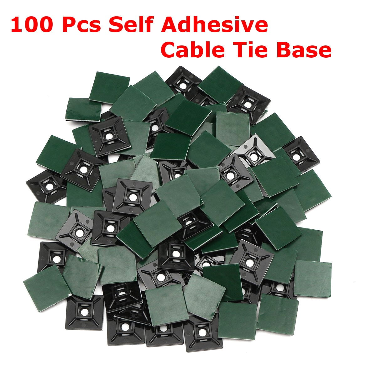 100Pcs 28xmmx28mmx3mm Square Self Adhesive Cable Tie Base Mounts for