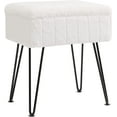 thumbnail image 7 of CUYOCA Vanity Stool Chair with Storage, Footstool Ottoman Faux Fur with Metal Legs, White, 7 of 7