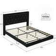 thumbnail image 2 of Floating Bed Frame Queen Size with LED Lights, Upholstered Platform Bed Frame with Wingback Storage Headboard,No Box Spring Needed, Black, 2 of 7
