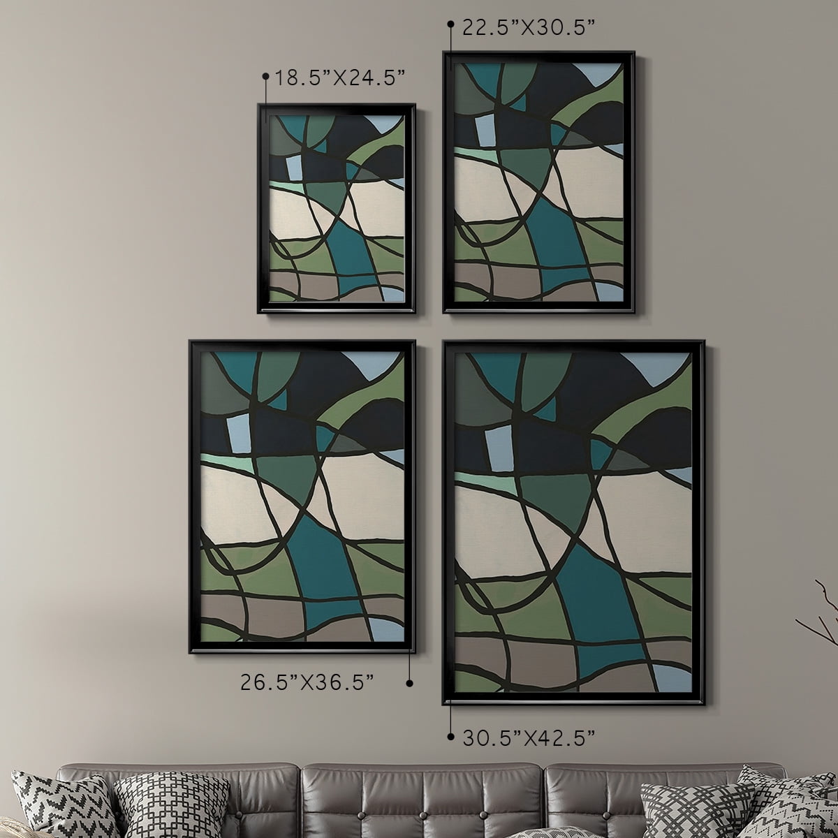 Multicolor Stained Glass I Premium Framed Print, in Gold, Black, or Silver - Ready to Hang