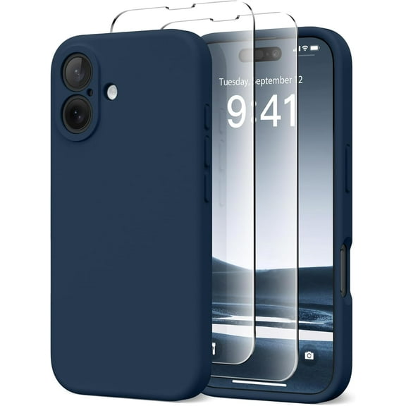 KOMI Magnetic for iPhone 16 Case, Compatible with MagSafe, [Full Camera Protection][2 Screen Protectors] Silicone Shockproof Protective Phone Case for iPhone 16 6.1", Cobalt Blue