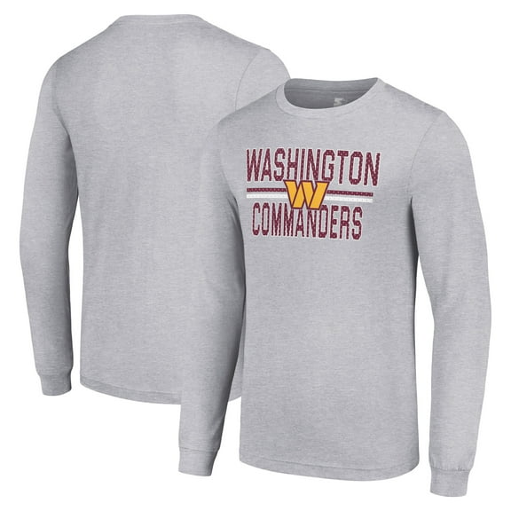 Men's Starter Heather Gray Washington Commanders Team Mesh Print Graphic Long Sleeve T-Shirt