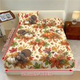 thumbnail image 3 of Qpednta Thanksgiving Turkey Fitted Sheet Set, Lightweight Easy Care 3 Pieces Fitted Sheet Set with 2 Pillowcases, Breathable Elastic Band Bedding Cover Set for Bedroom Decor, 3 of 7