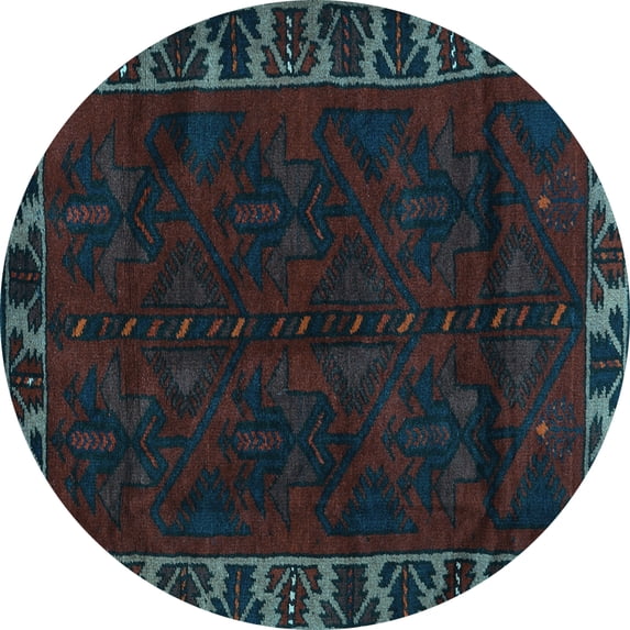 Ahgly Company Indoor Round Persian Light Blue Traditional Area Rugs, 4' Round