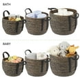 thumbnail image 3 of mDesign Round Seagrass Woven Storage Basket with Handles - Set of 3 - Black Wash, 3 of 8