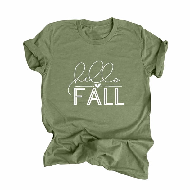 Camiseta de manga corta con estampado de Acción de Gracias informal para mujer Fridja zx2749