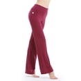 thumbnail image 3 of Avamo Women's High Waist Yoga Pants, Solid Color, Tummy Control, Straight Leg, Wine Red, Size S, 3 of 3