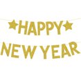 thumbnail image 1 of Gold Happy New Year Banner,you also can DIY with balloons, pom poms, streamers and other decorations kits, 1 of 5