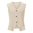 thumbnail image 5 of Ltctricy Women's Vest Tops Fashion V Neck Button down Solid Color Sleeveless Waistcoats Business Casual Tank Jackets, 5 of 7