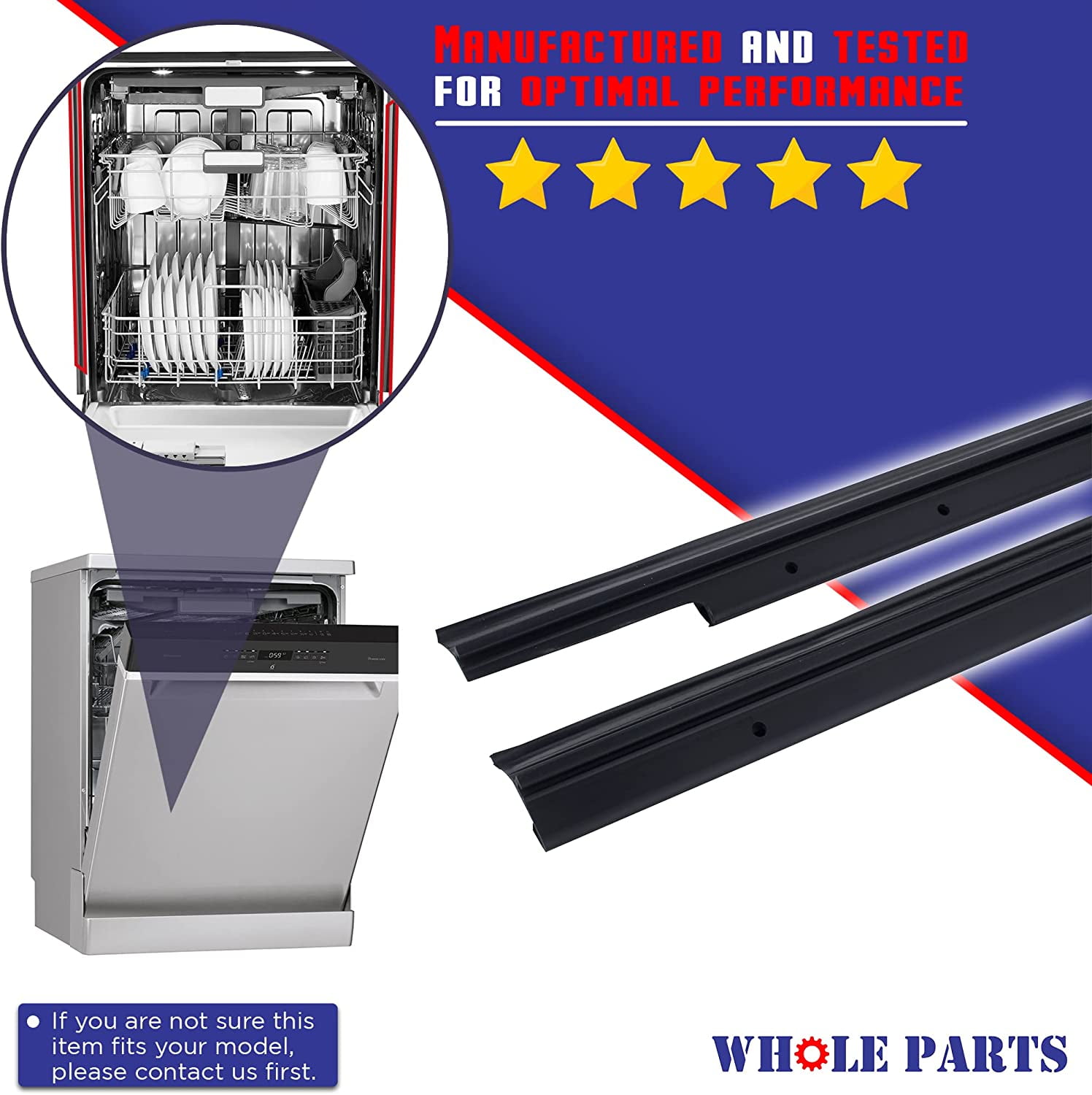 Whole Parts 00740617 Dishwasher Cabinet Side Seals/Trim Strip Kit - Replacement & Compatible With Some Bosch, Kenmore and Thermador Dishwashers