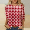 thumbnail image 2 of Kcolen 3/4 Length Sleeve Womens Valentine Day T-Shirt Heart Print Plus Size Valentine Day Shirt Women Comfy Trendy Cute Women Sweatshirt Holiday Fashion Tops, 2 of 4
