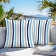 thumbnail image 3 of Outdoor Waterproof Throw Pillow Covers Set of 2 Navy Sky Blue Grey Stripes Decorative Pillowcases Square Outdoor Pillows Cushion Case 16x16 Inch Lines Striped Patio Pillows for Couch Sofa Bed Garden, 3 of 9