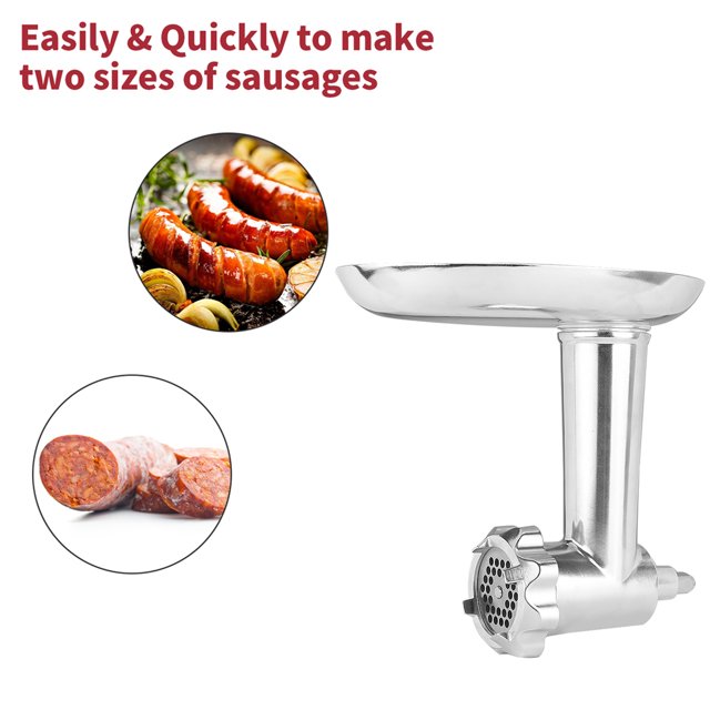 Metal Meat Food Grinder Attachment Kit Food Grinder Attachment Tray Pusher Aluminium Alloy Grinding Plates Tubes Replacement for KitchenAid Stand Mixer
