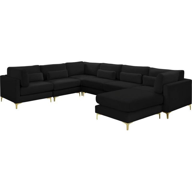 Meridian Furniture Julia Noir Velours Modulaire Sectionnel