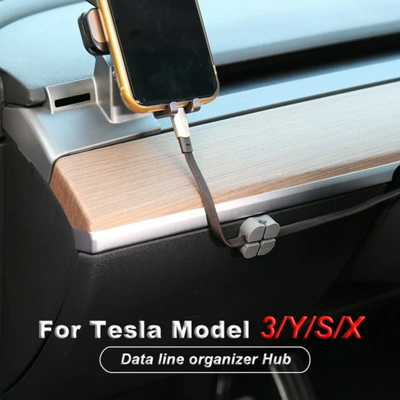 Tesla Model S, 3, X, Y, Phone Cord Cable Organizer Clamp Set, 4-Piece Set